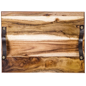 Acacia Tray 12 in.with Leather Handles - Matarow