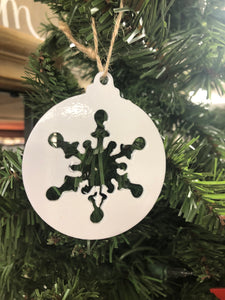 Ornament Small Round Snowflake White